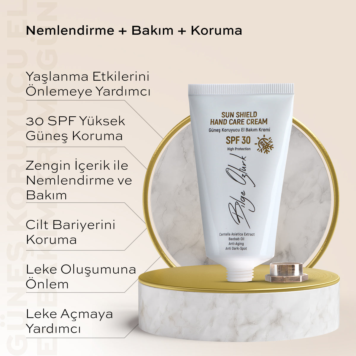 GÜNEŞ KORUYUCU EL BAKIM KREMİ GKF30 50ML / SUN SHIELD HAND CARE CREAM SPF30