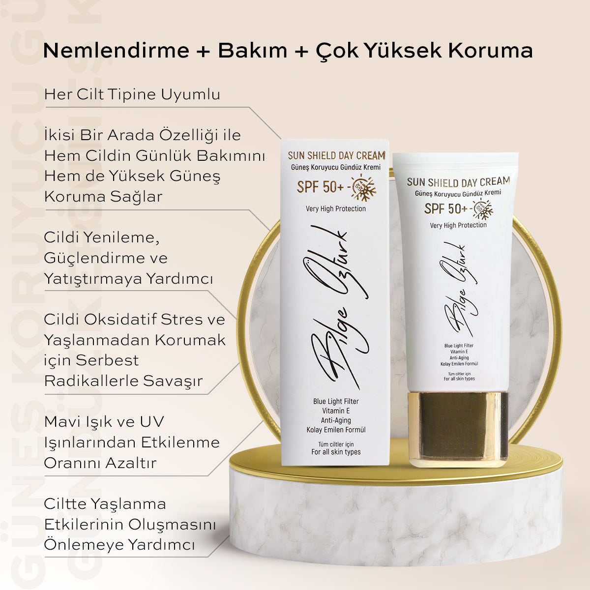 GÜNEŞ KORUYUCU GÜNDÜZ BAKIM KREMİ SPF50+ 50ML / SUN SHIELD DAY CREAM SPF50+