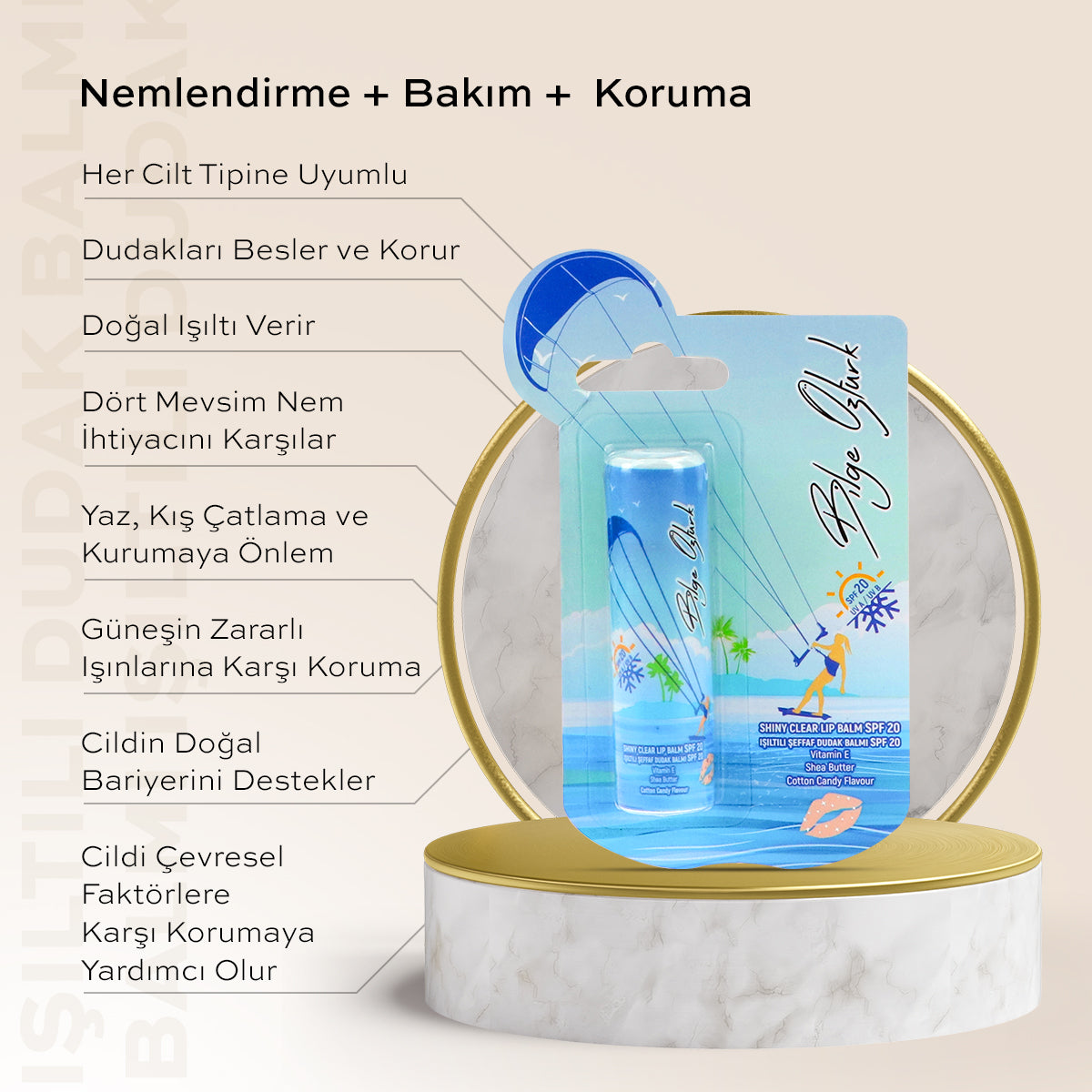 IŞILTILI DUDAK BALMI ŞEFFAF SPF20 5G / SHINY CLEAR LIP BALM SPF20